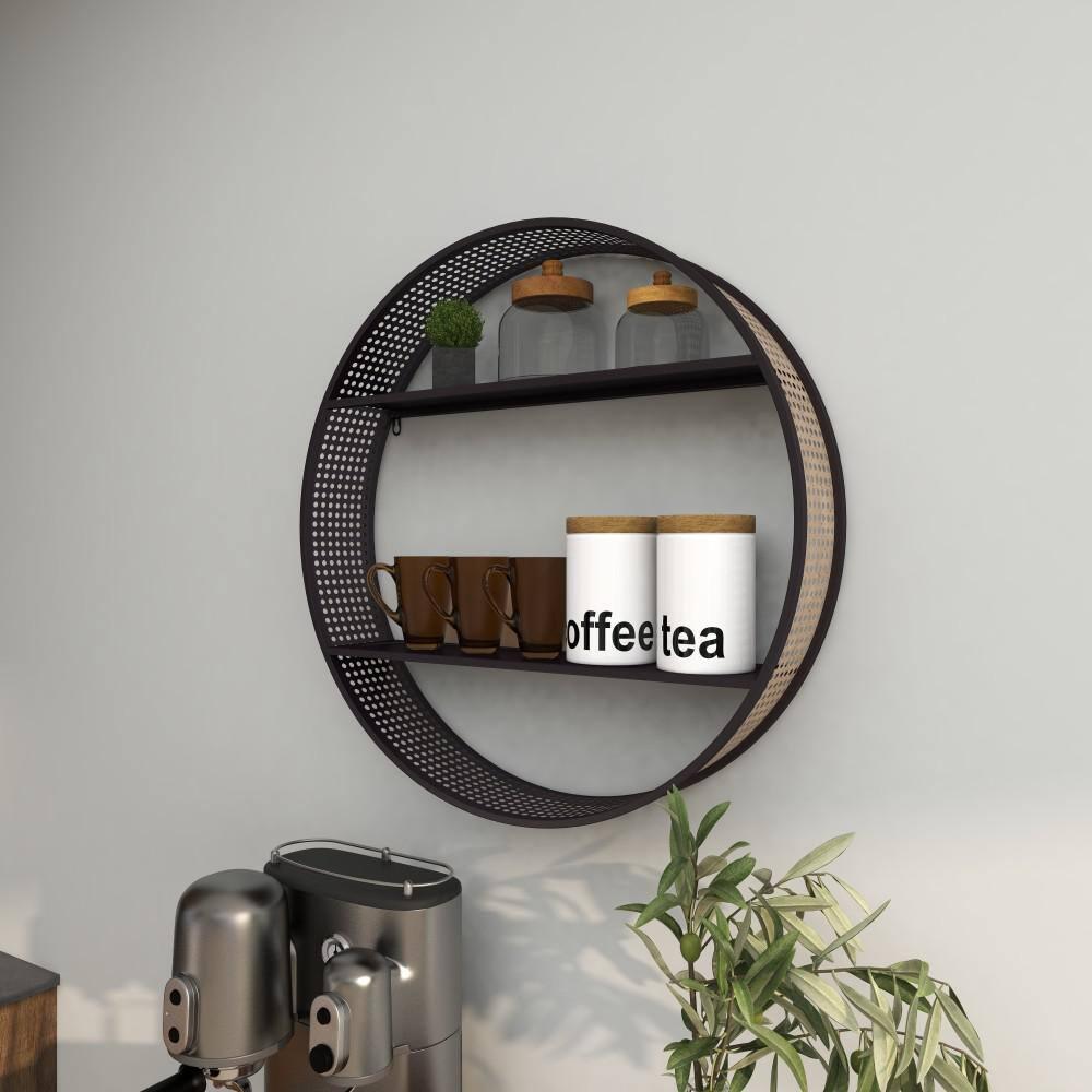 DecMode 26" x 5" 2-Tier Black Wall Shelf