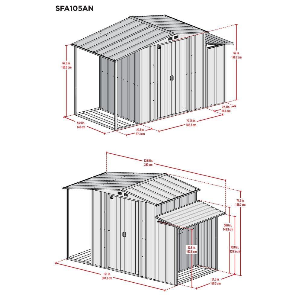 Arrow 3-In-1 Steel Utility Shed