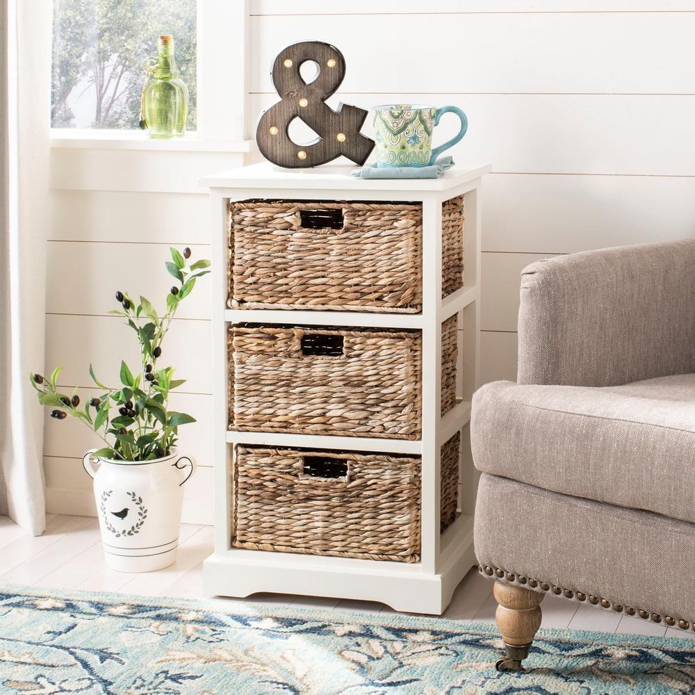 Halle Storage Side Table - AMH5738 - Vintage White - Safavieh Couture
