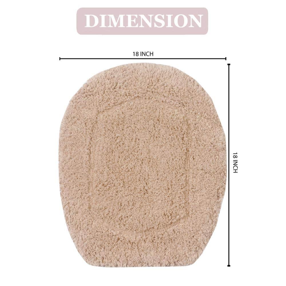 Home Weavers Double Ruffle Collection Toilet Lid Seat Cover, Elastic Edges, 100% Cotton Soft Non Slip Universal Fit for Standard Round Bath Room Bowl Lids, Washable, 18"x18" Toilet Lid Cover, Linen