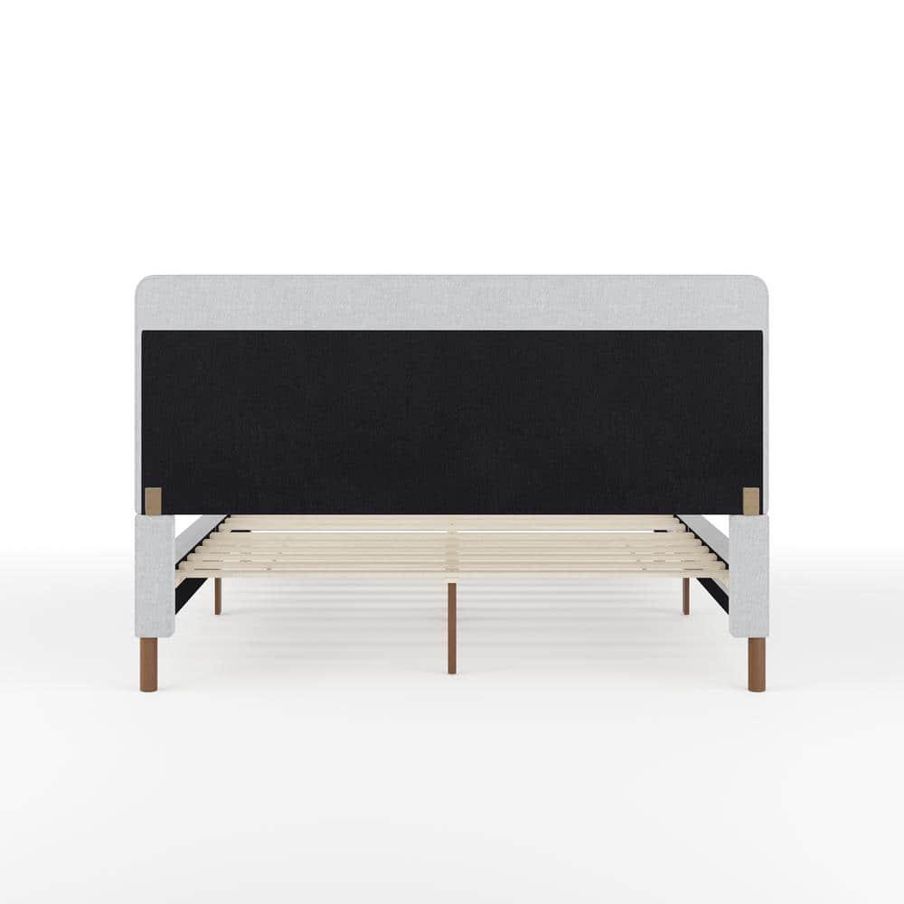 Martha Stewart Britta Upholstered Platform Bed With Piped Detail Headboard