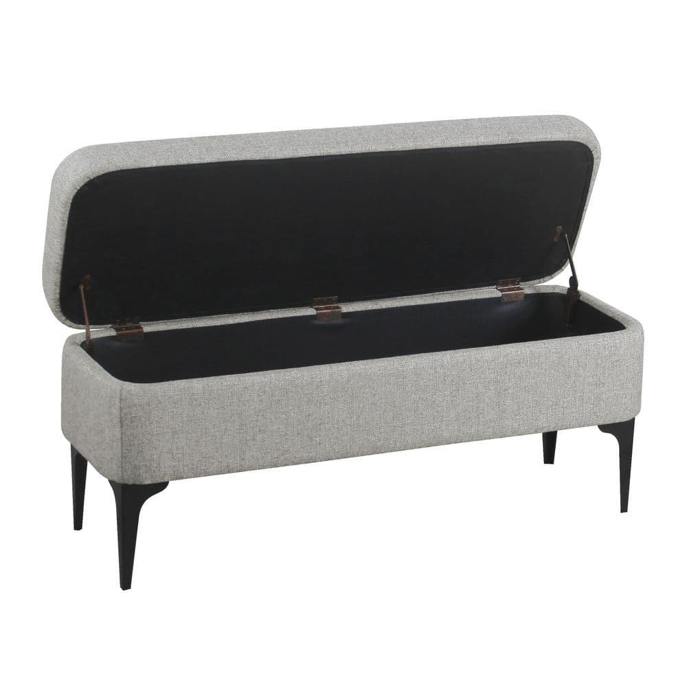 Large Modern Storage Bench Sustainable Gray Woven - HomePop