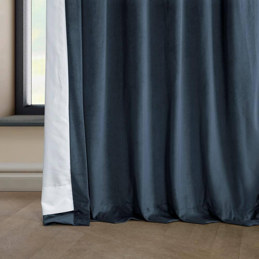 HPD Half Price Drapes London Blue Heritage Plush Velvet Room Darkening Curtains for Bedroom & Living Room Curtains (1 Panel), Window Curtains 108 inches long, Rod Pocket Curtains & Drapes, 50W X 108L