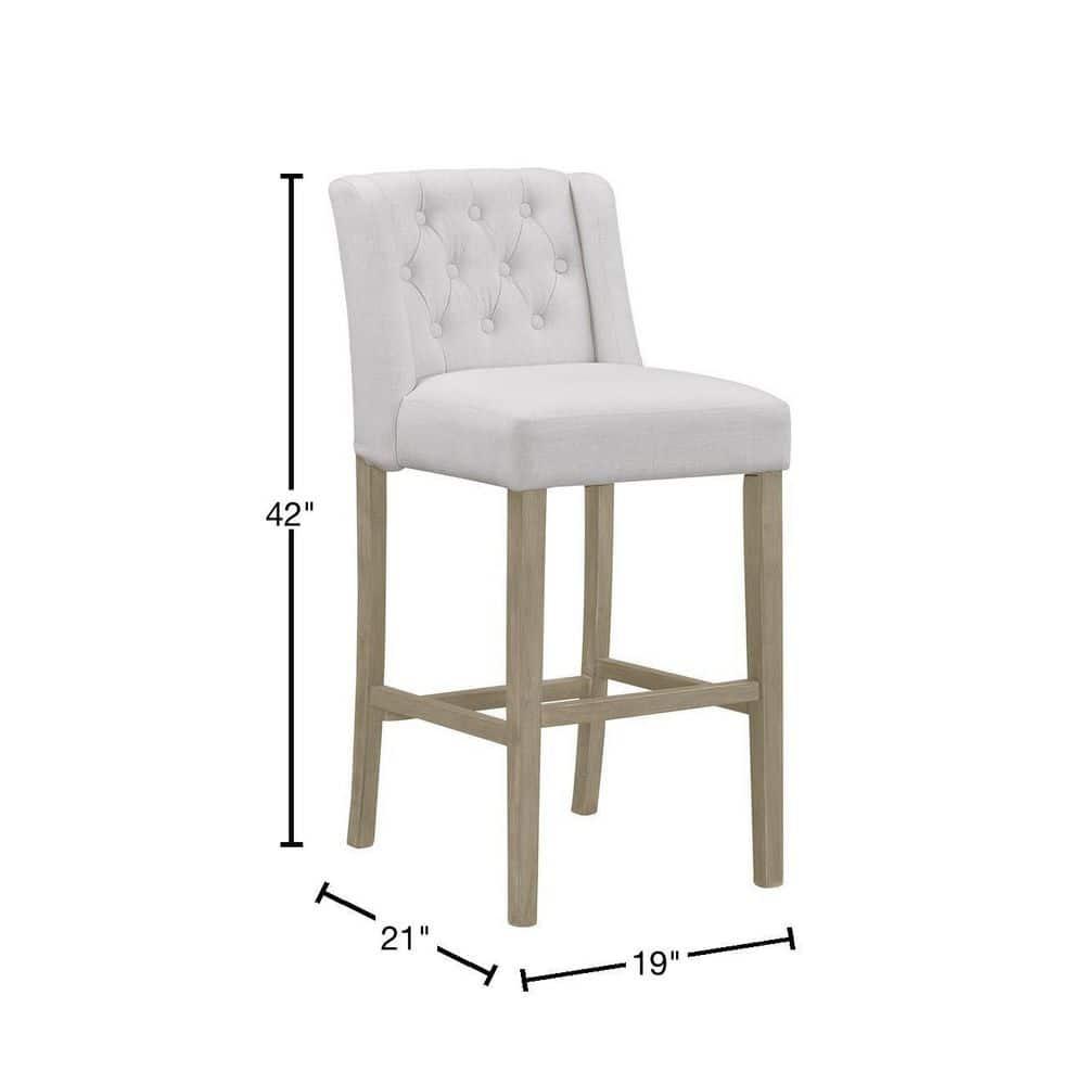 Glamour Home Aled 29" Fabric Bar Stools with Side Wings in Beige (Set of 2)