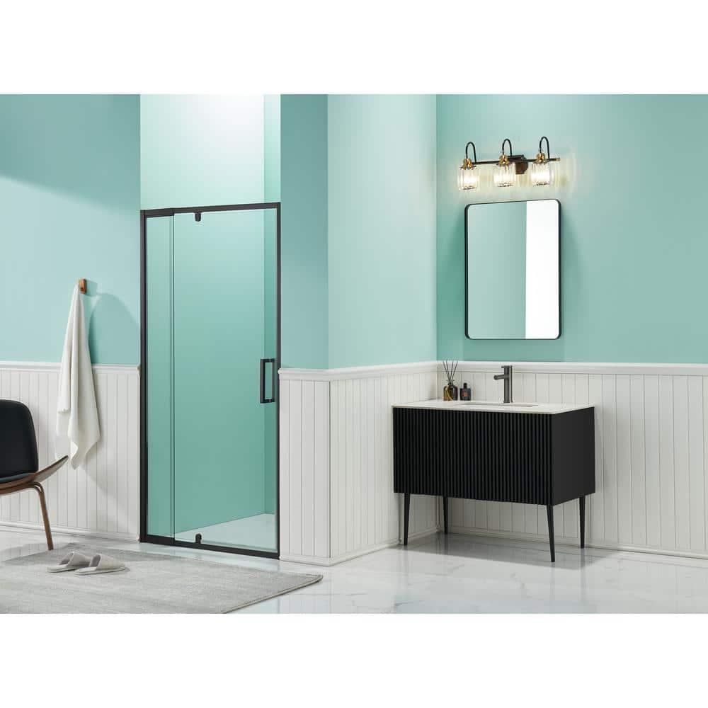 36 in.W - 72 in.H Pivot Shower Door with Clear Glass and Stainless Steel Handle