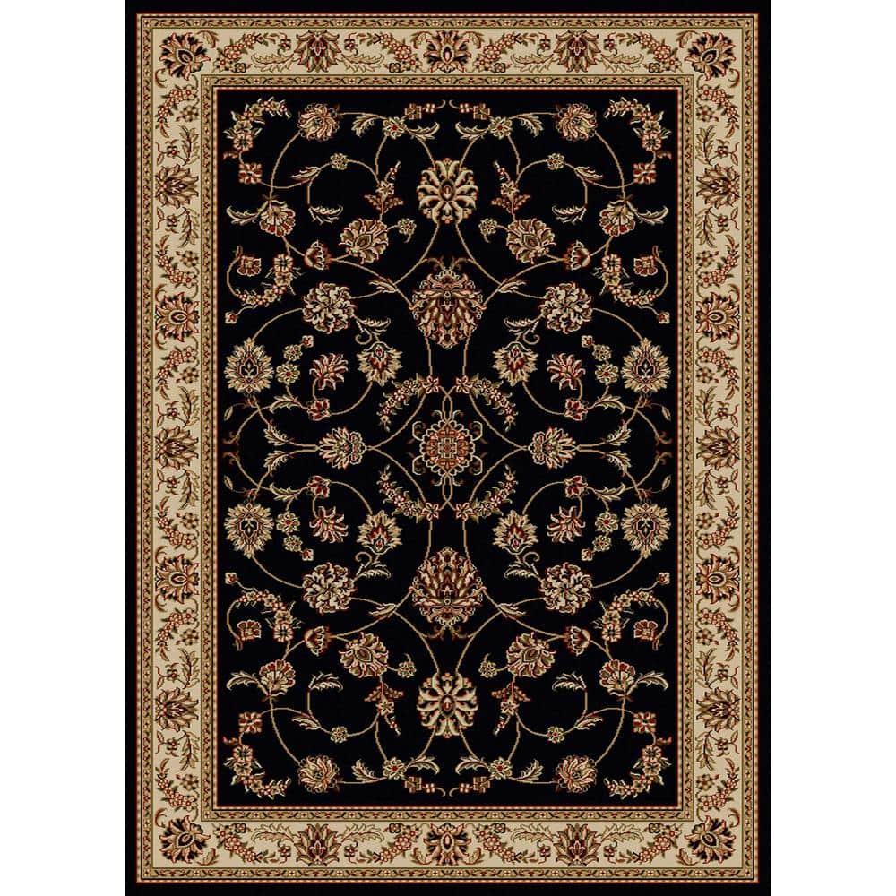 Radici Usa Como Area Rug 1596 Black Italian Bordered 5' 5" x 7' 7" Rectangle