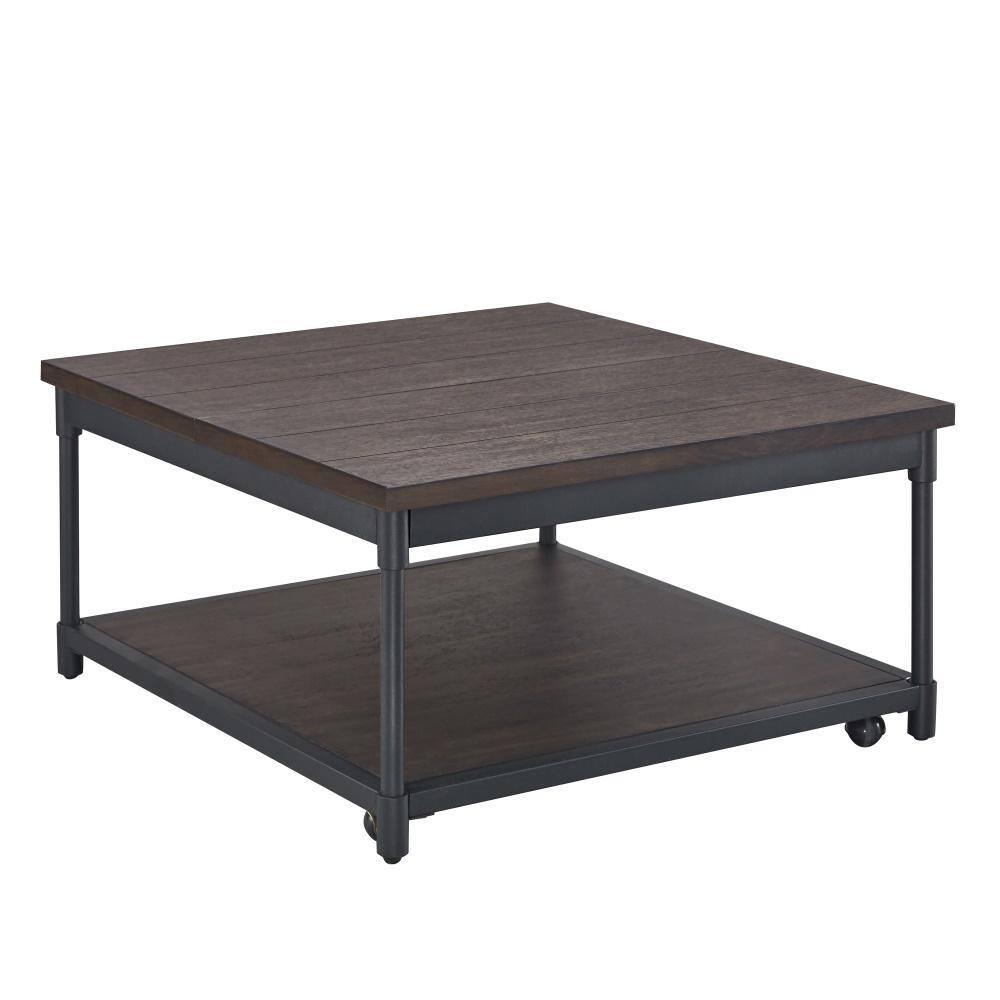 Prescott Lift Top Square Cocktail Table Dark Brown - Steve Silver Co.: Rustic Style, Metal Frame, Wood Veneer Top