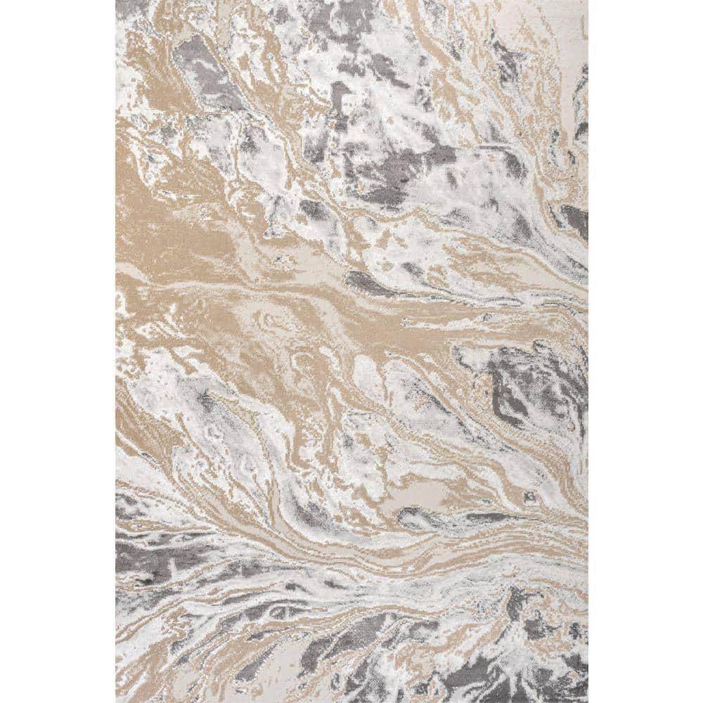 JONATHAN Y Swirl Marbled Abstract Beige/Ivory 5 ft. x 8 ft. Area Rug