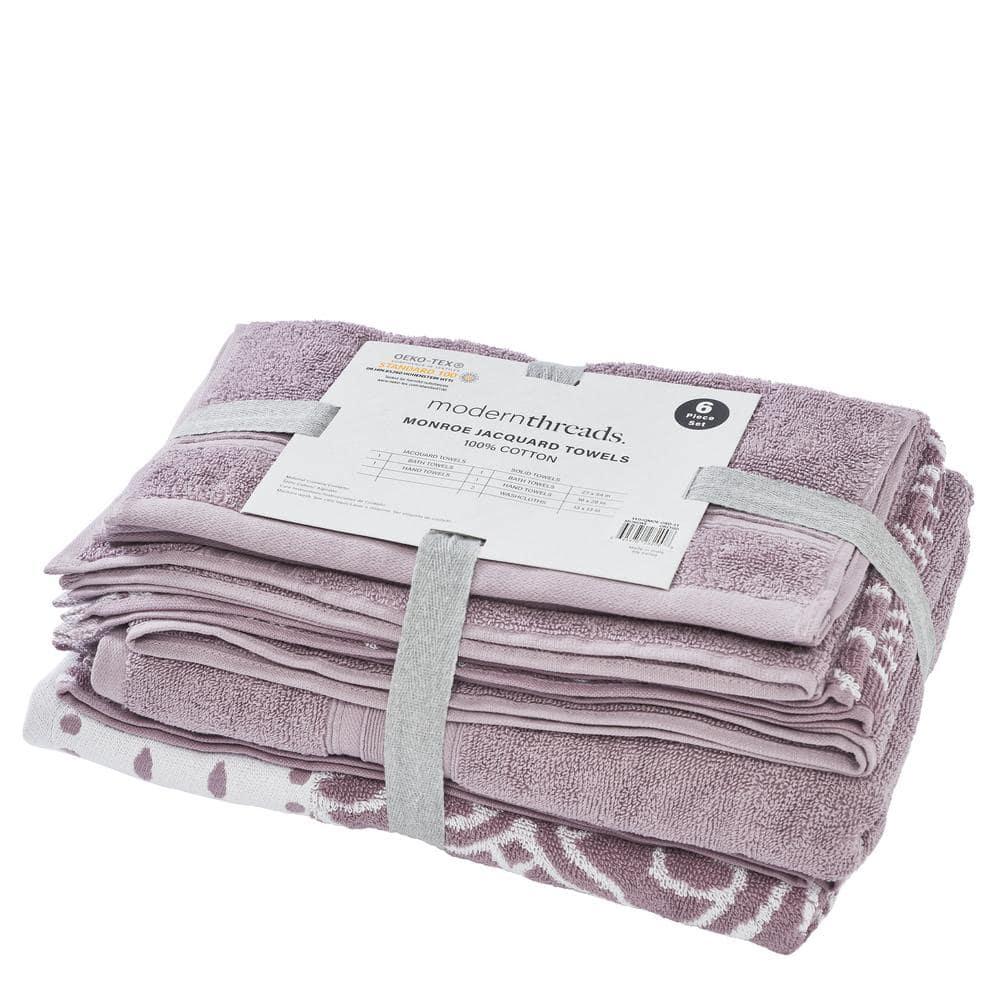 Modern Threads Modern Threads 6 Piece Set, 2 Bath Towels, 2 Hand Towels, 2 Washcloths Yarn Dyed Jacquard/Solid Towel Set Monroe