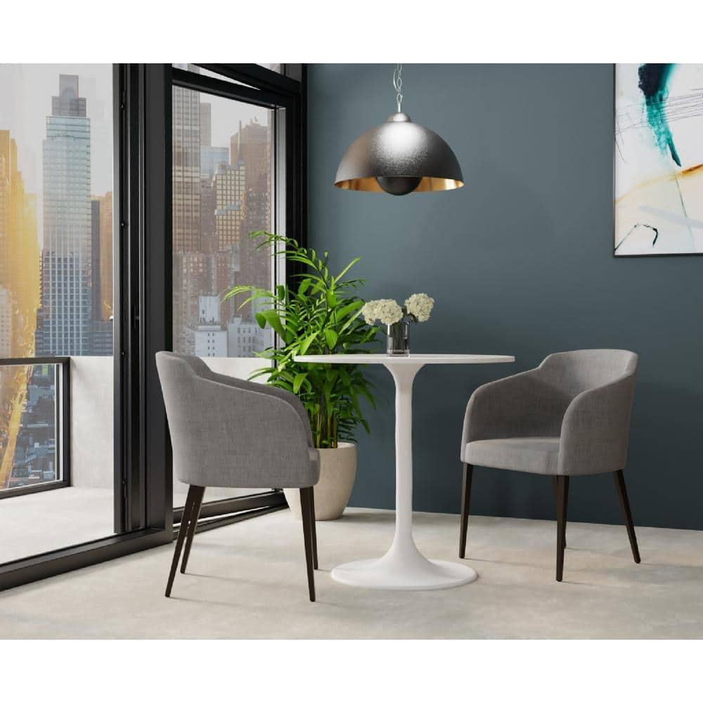 Carolina Living 30" Zaha Round Marble Top Dining Table White