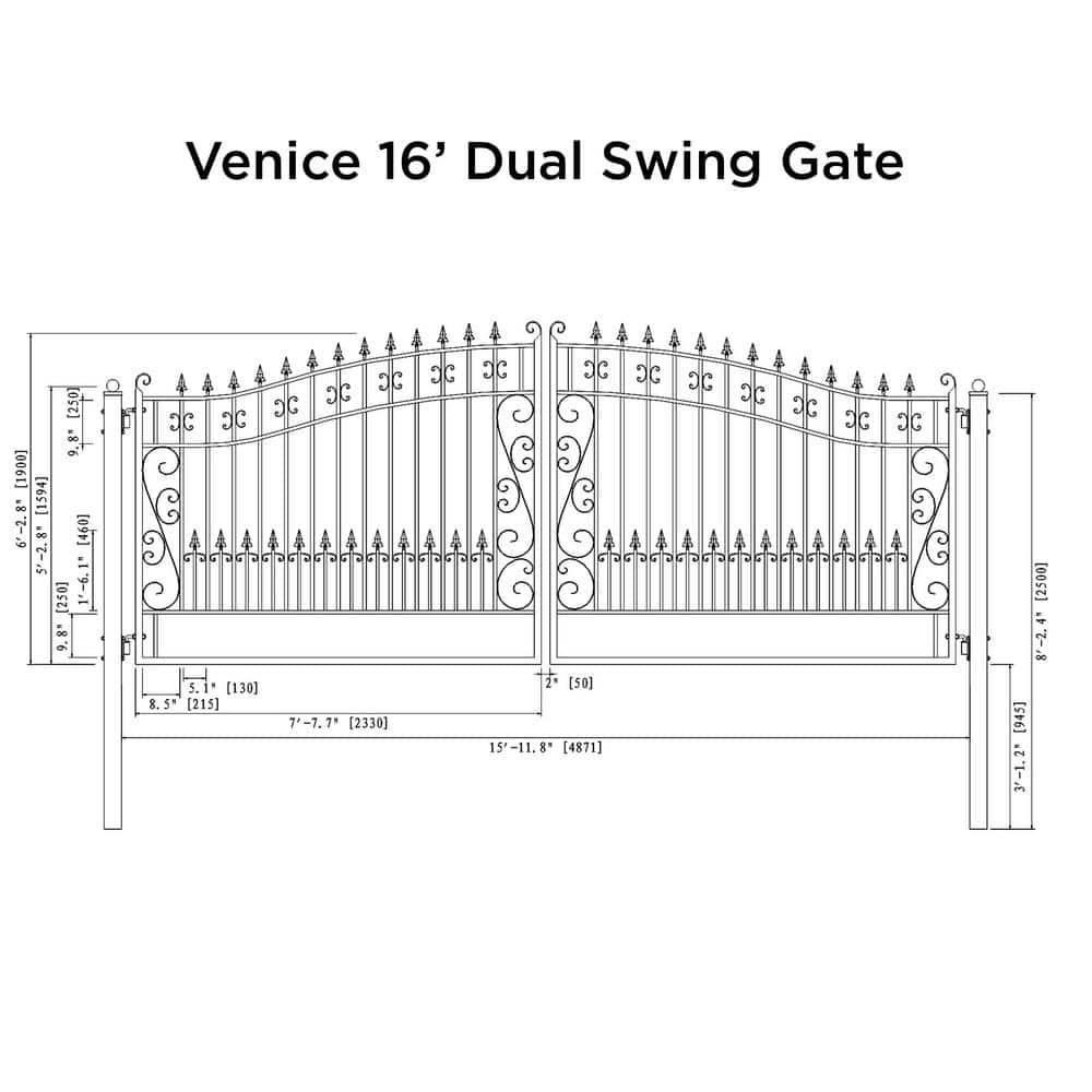 ALEKO Steel Dual Swing Driveway Gate - VENICE Style