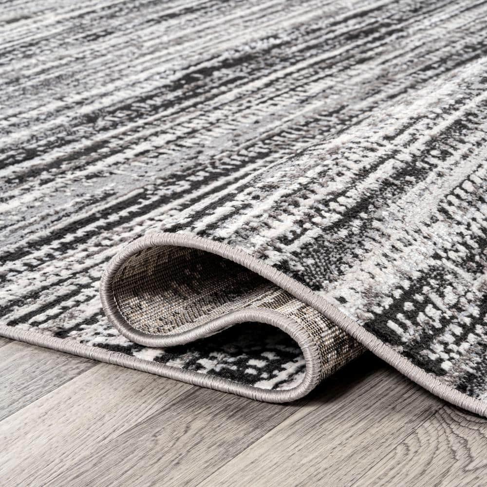 JONATHAN Y Loom Modern Strie'  Black/Gray 8 ft. x 10 ft. Area Rug