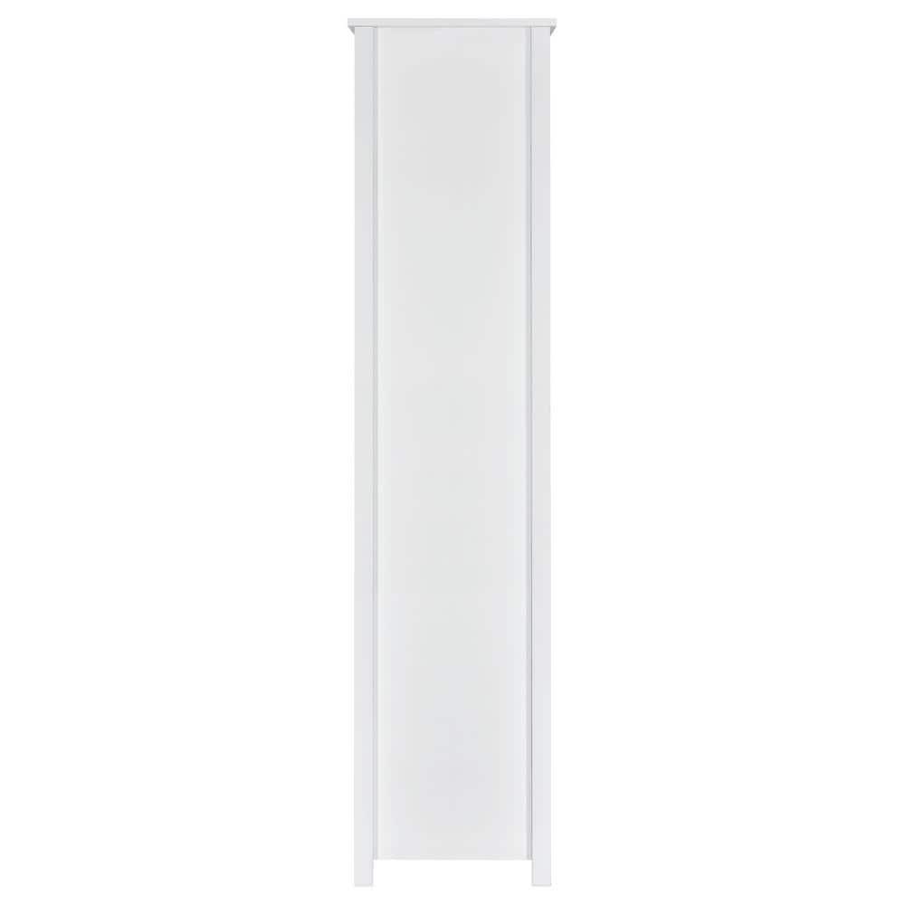 Coaster 68" Dylan 8 Shelf Bookcase with Storage Drawer White High Gloss : Laminated, Modern Design, Zinc Alloy Hardware