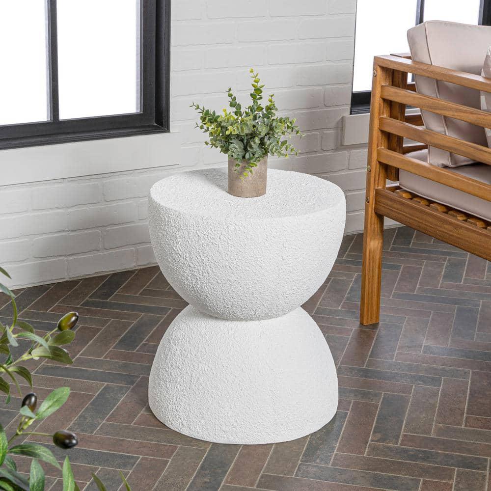 Greta 18" Mid-Century Modern Drum Accent Table , White - JONATHAN Y