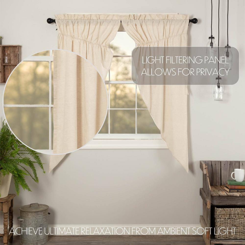 Natural Creme Cotton Linen Light-Filtering Prairie Curtain Panels