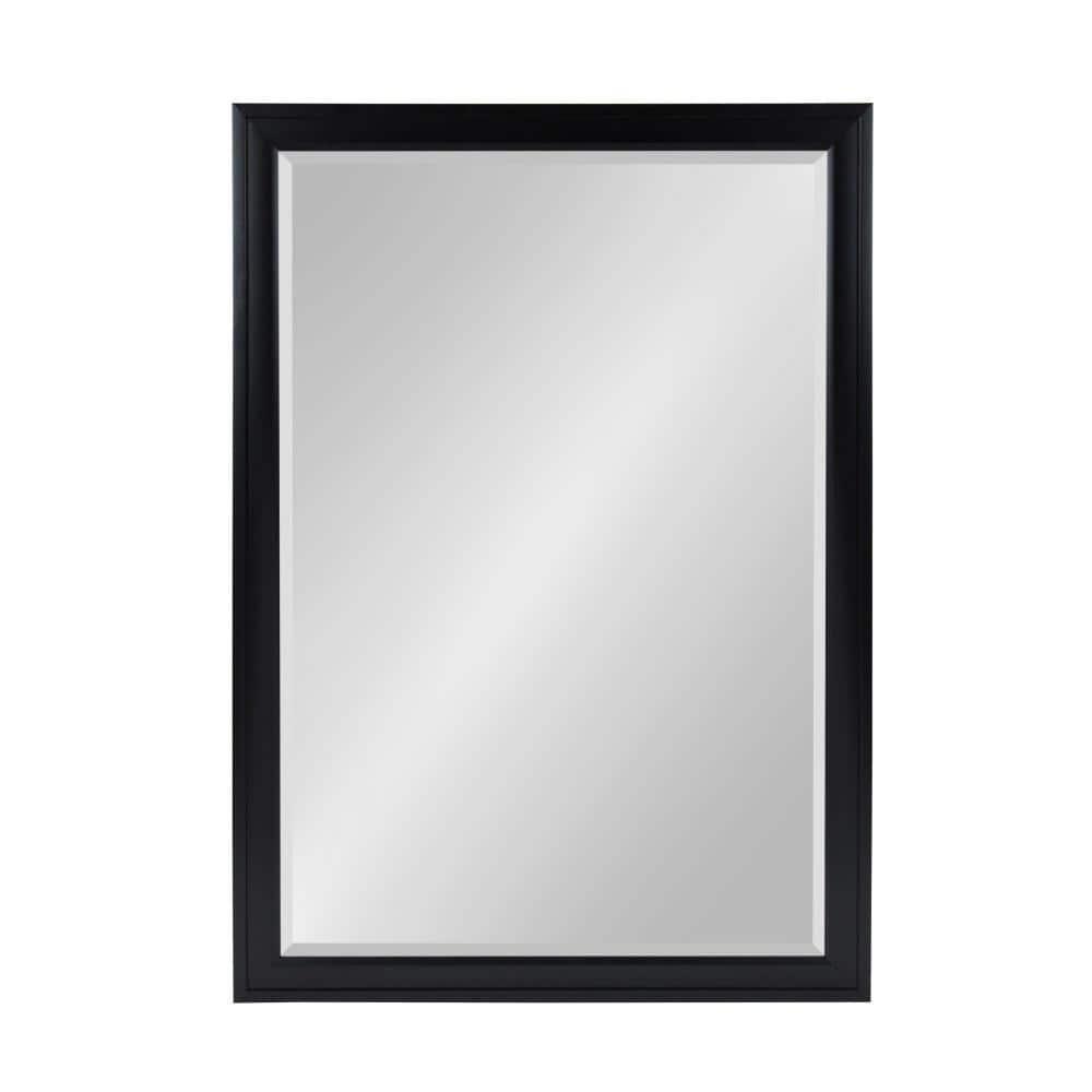 28" x 40" Bosc Framed Wall Mirror Black - DesignOvation: Modern Rectangular Decor, No Assembly Required