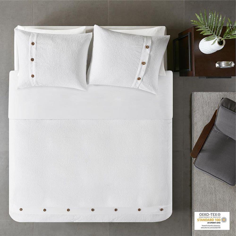 Marcus 3 Piece Cotton Waffle Weave Duvet Cover Set