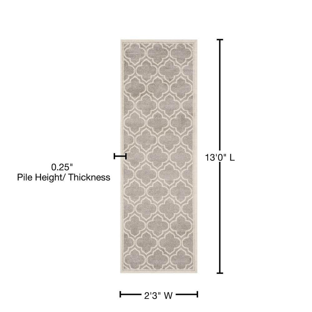 Amherst AMT412 Power Loomed Runner Rug - Light Grey/Ivory - 2'3"x13' - Safavieh.