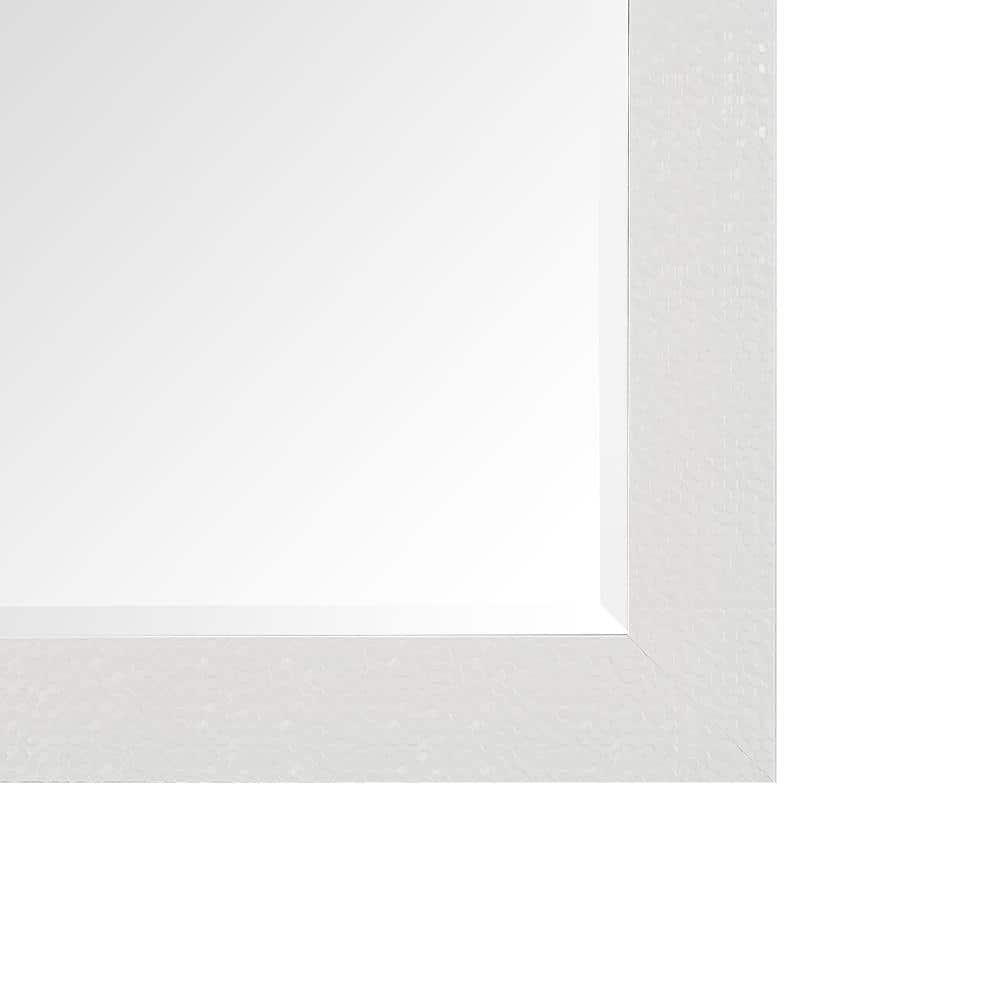 White Mosaic Full Length Rectangular Mirror with Faux Wood Frame