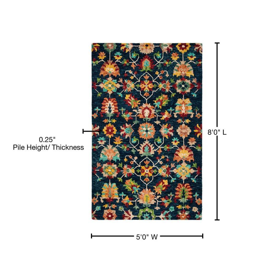 SAFAVIEH Aspen Collection APN510N Handmade Navy / Red Rug