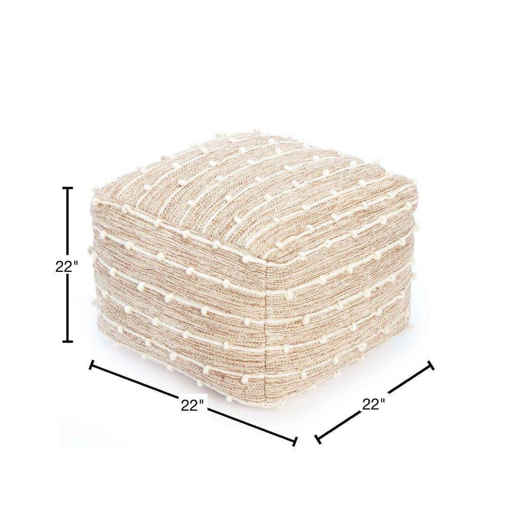 Penelope Pouf Ottoman Brown/Ivory - Anji Mountain: Cotton Blend, No Assembly, Fair Trade Certified