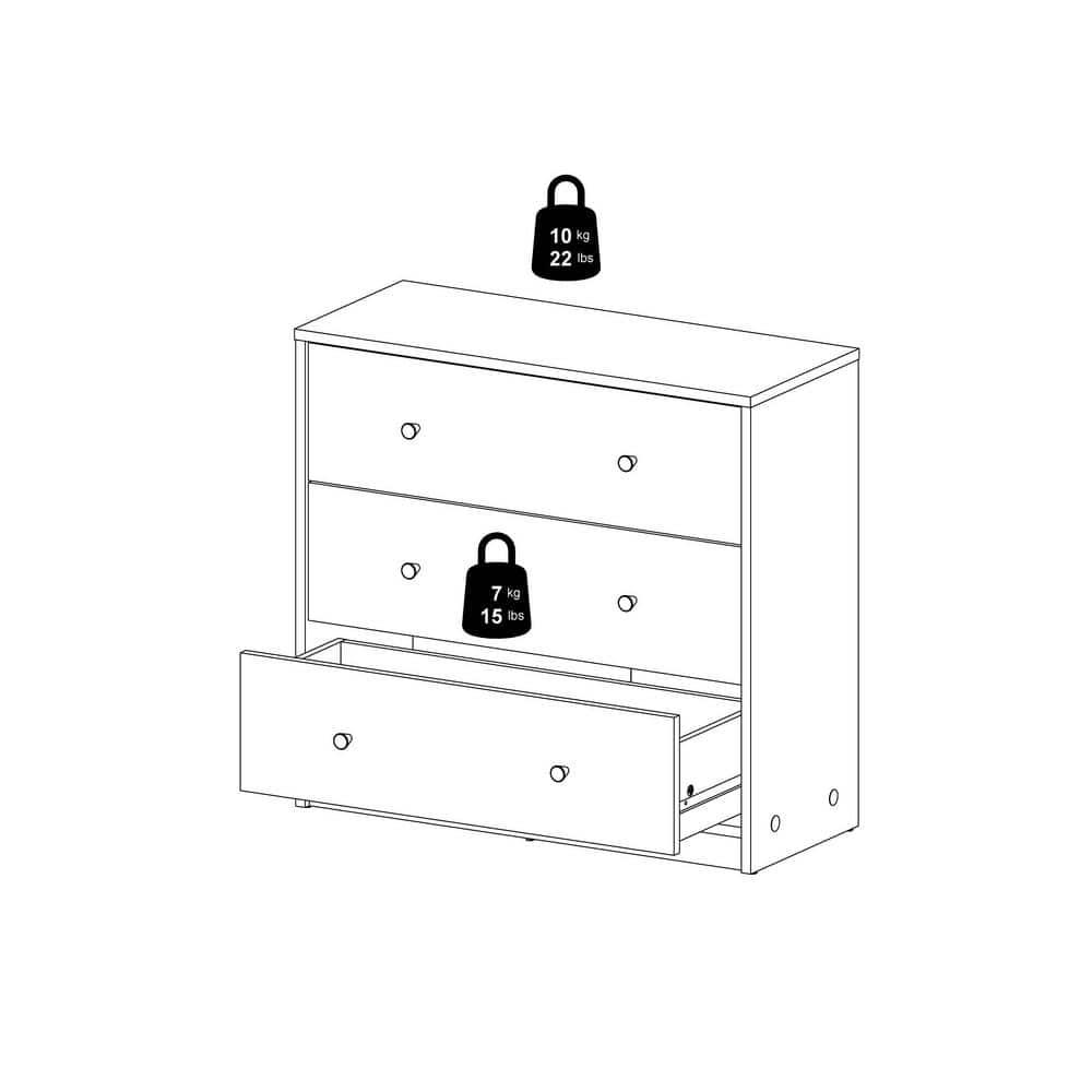 Wood Portland 3 Drawer Chest in Black-Tvilum