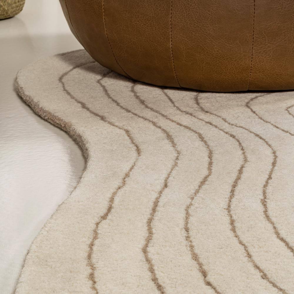 JONATHAN Y Retro Bohemian Abstract Striped Handwoven Wool Ivory/Beige 6 ft. x 9 ft. Area Rug
