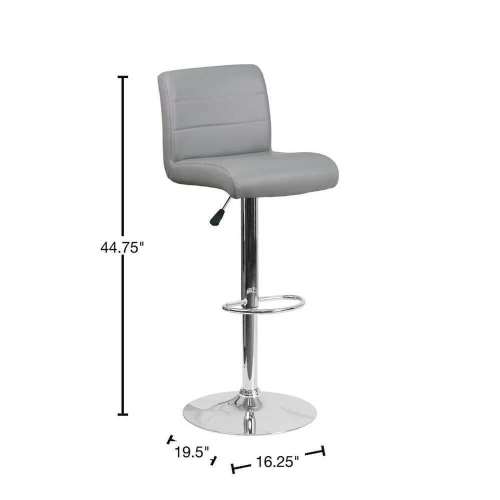 Flash Furniture Contemporary Vinyl Adjustable Height Barstool with Rolled Seat and Chrome Base