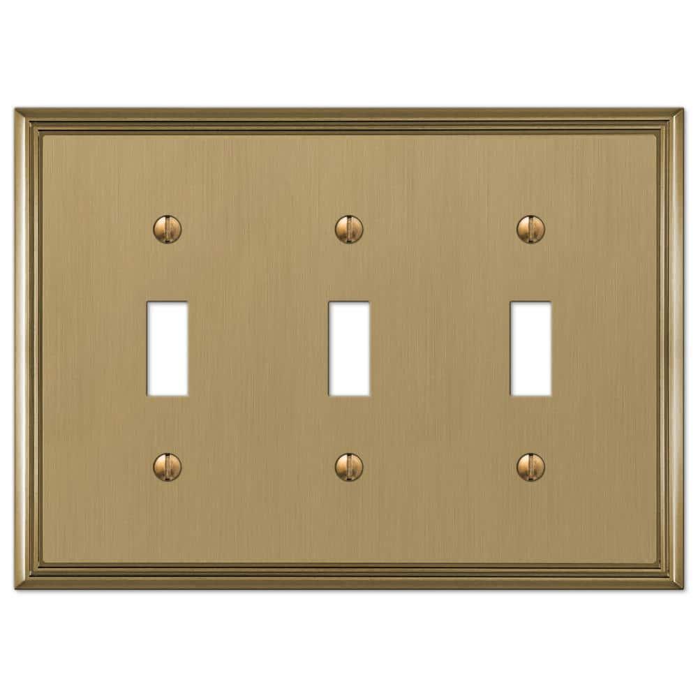 Amerelle 77TTTBZ Moderne Wallplate 3 Toggle Cast Metal Brushed Bronze 1-Pack