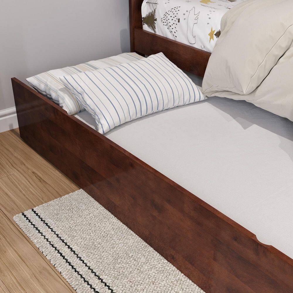 AFI Canyon Walnut Solid Wood Platform Bed with Matching Footboard & Twin Trundle, Twin