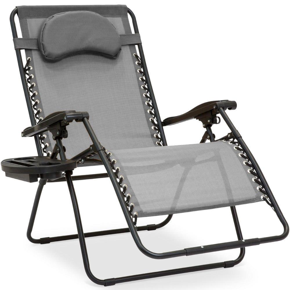 Best Choice Products Oversized Zero Gravity Chair, Folding Outdoor Patio Recliner w/ Cup Holder - Gray