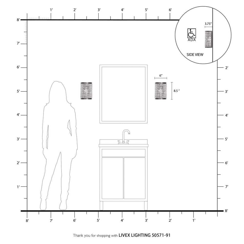 Livex Lighting Grammercy 1 - Light Wall Light in  Brushed Nickel