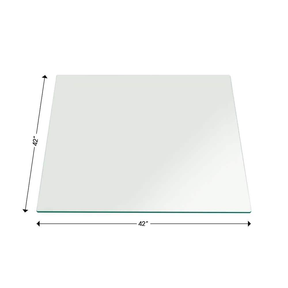 42 Inch Square Glass Table Top 1/4 Inch Thick Clear Tempered Glass With Flat Edge Polished