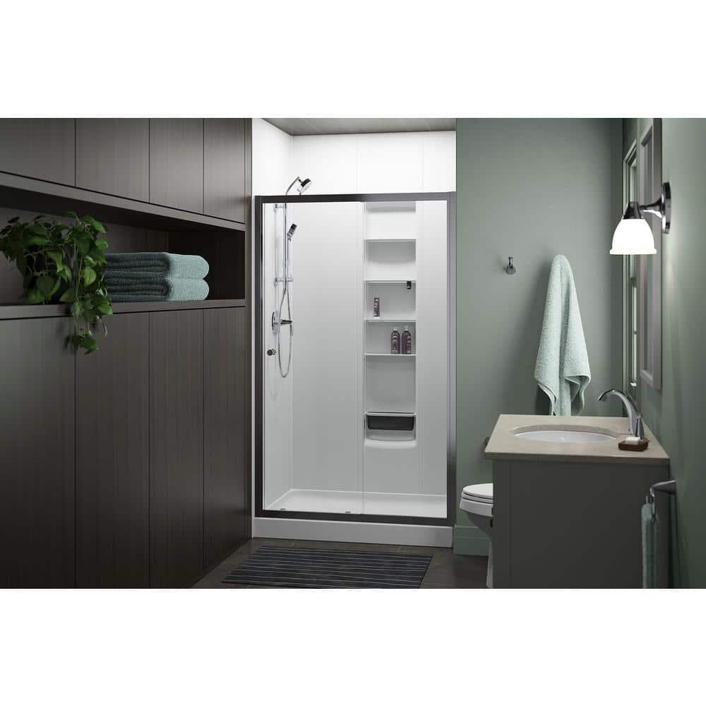 White High Gloss Vikrell 48-Inch Shower Base with Center Drain