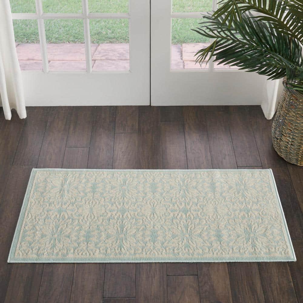 Nourison Jubilant 2' x 4' Ivory/Green Area Rug Beach Transitional Floral by Nourison