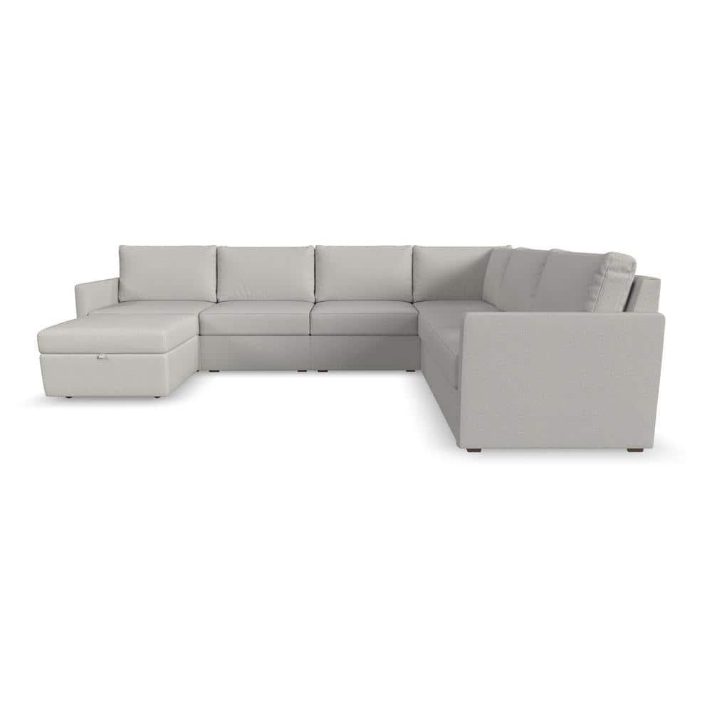 Flex 6 - Piece Upholstered Modular Sectional with Storage Ottoman