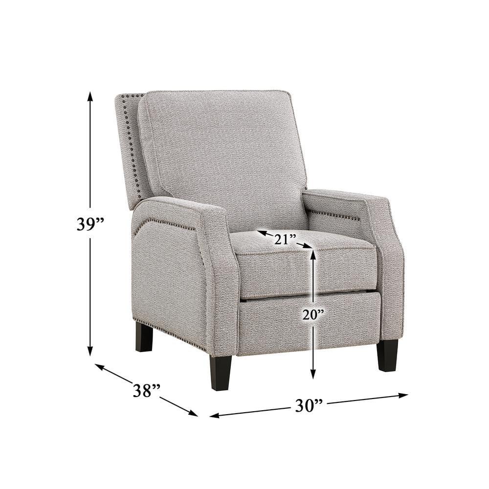 Lexicon Berenson Fabric Upholstered Push Back Living Room Solid Wood Frame Recliner Coconut Color