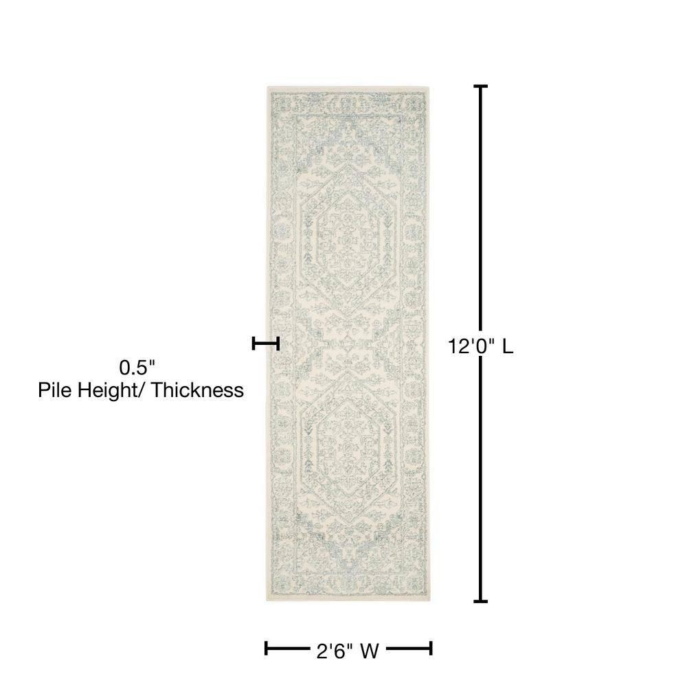 Ivory and Slate Medallion Synthetic Runner Rug