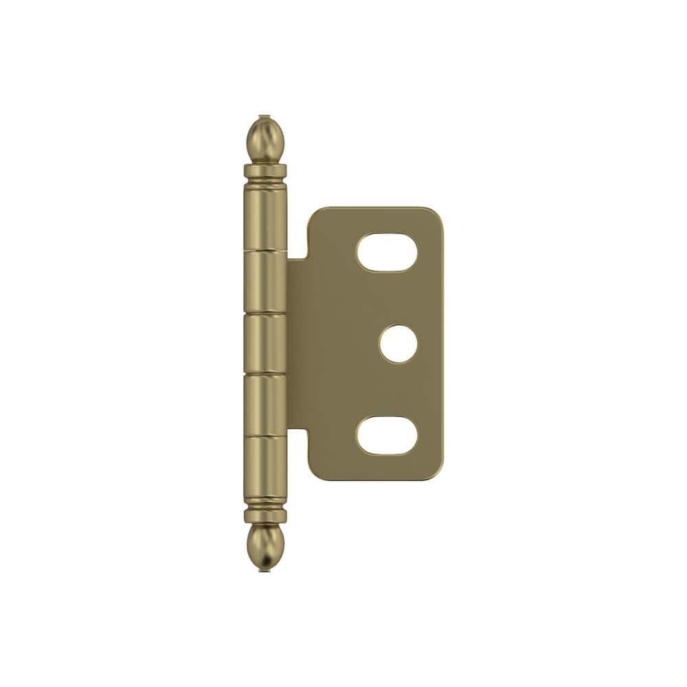 Golden Champagne 3/4 in. (19 mm) Door Thickness Full Inset, Partial Wrap Ball Tip Cabinet Hinge - Single Hinge