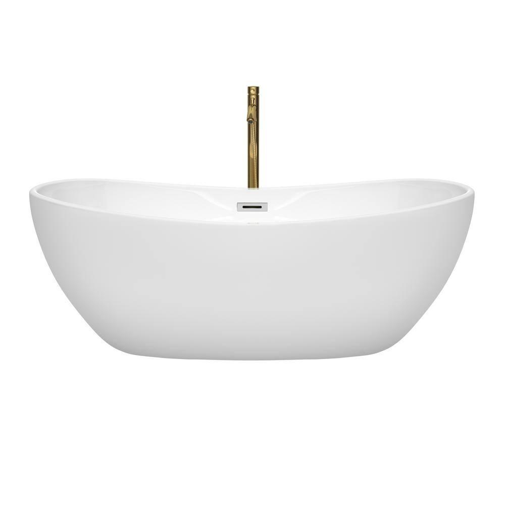 Rebecca 65'' x 32'' Freestanding Soaking Acrylic Bathtub with Faucet
