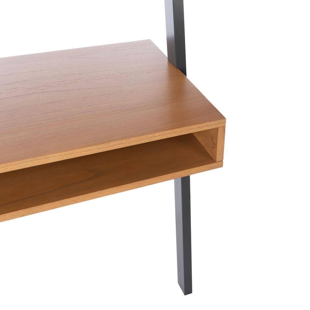 Kamy 2 Shelf Leaning Desk - Natural / Charcoal - Safavieh