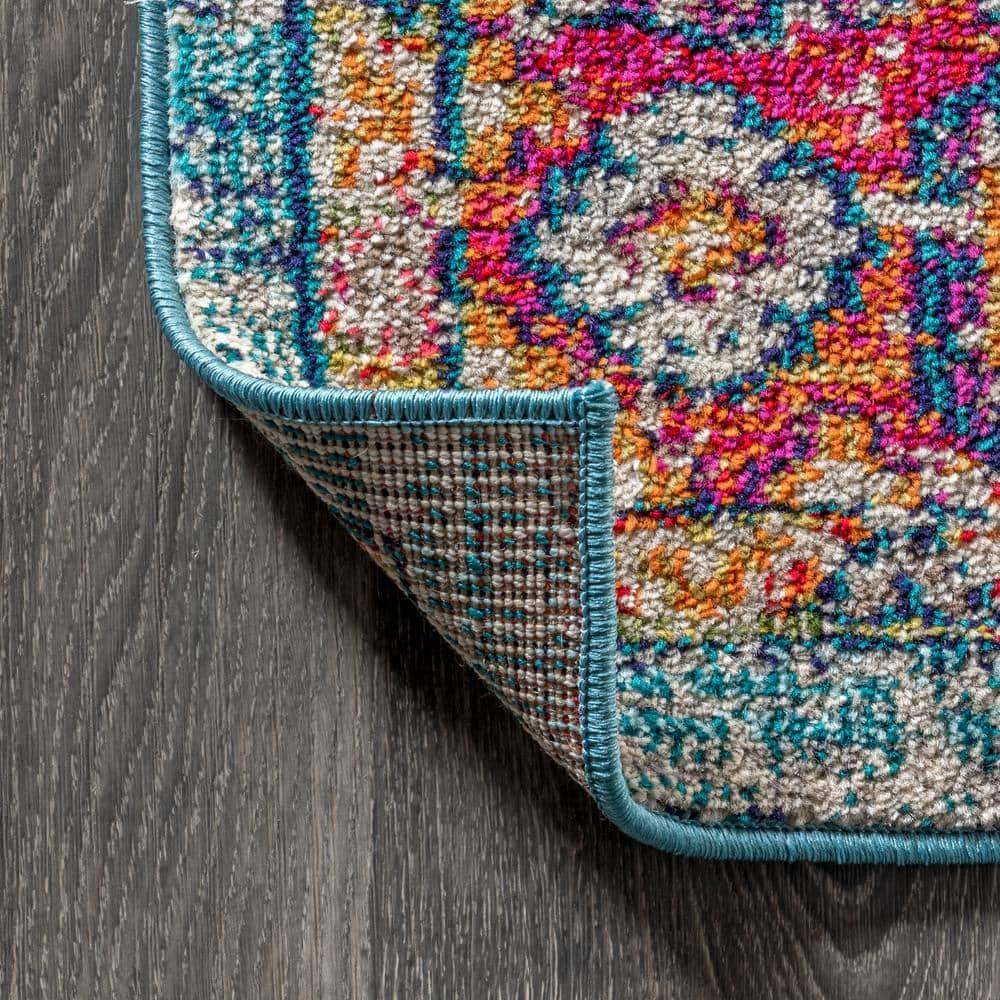 JONATHAN Y Bohemian FLAIR Boho Vintage Medallion Blue/Red 8 ft. x 10 ft. Area Rug