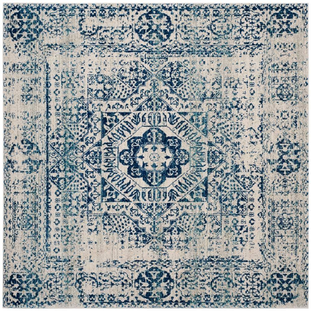 Evoke EVK260 Power Loomed Area Rug - Ivory/Blue - 9'x9' - Safavieh.