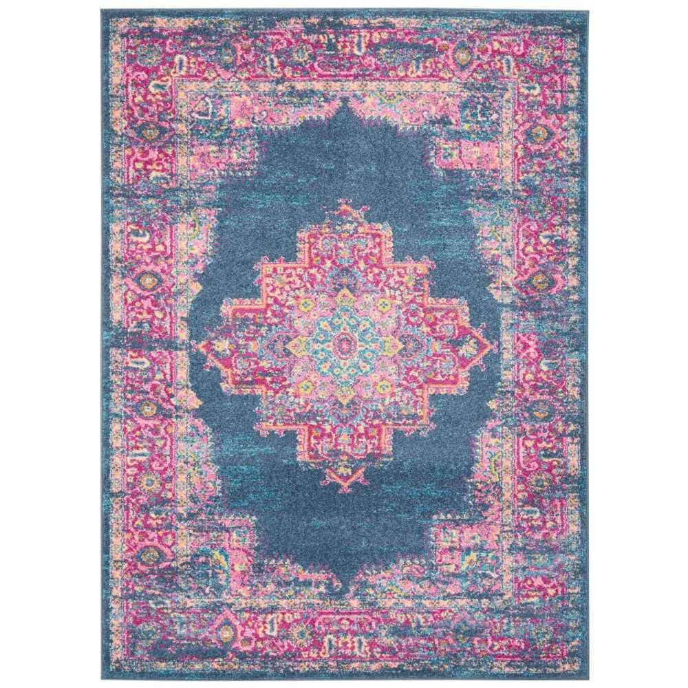 Nourison Passion Medallion Bohemian Indoor Rug Blue 5'3" x 7'3"