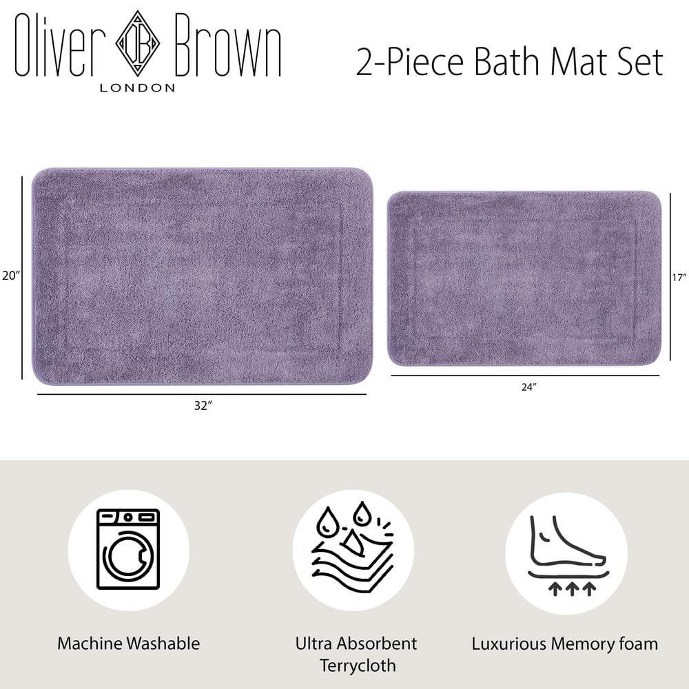 Wisteria Purple Terry Memory Foam Bath Mat Set