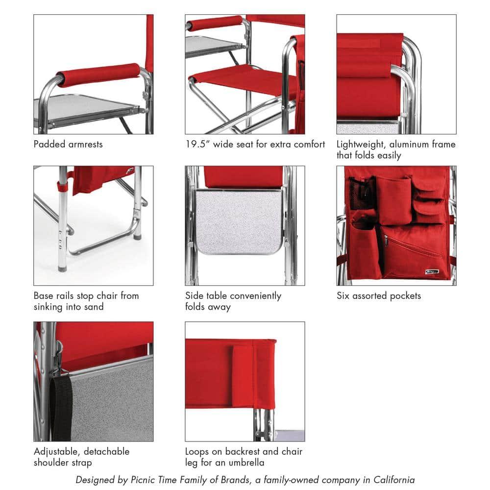 Picnic Time Sports Outdoor Portable Camp Chair with Side Table