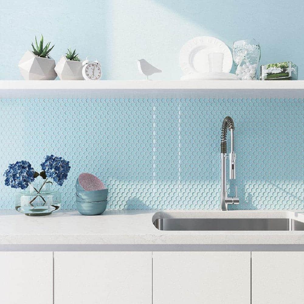 Apollo Tile Penny 1 " X 1 " Straight Edge Glass Mosaic Sheet Wall & Floor Tile