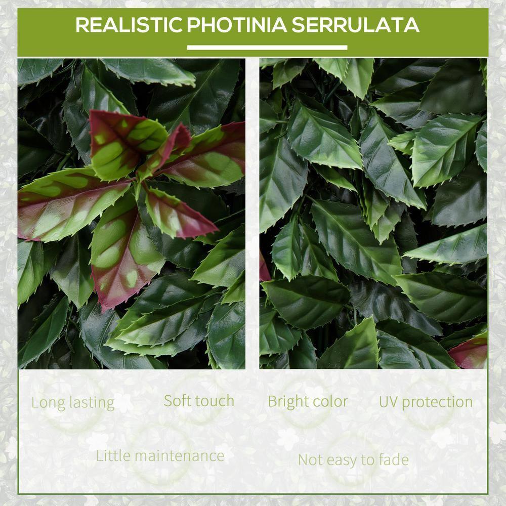 Outsunny Artificial Grass Wall Panel Backdrop, 12 20" x 20" Boxwood UV Protection Privacy Screen Panels, Green and Red