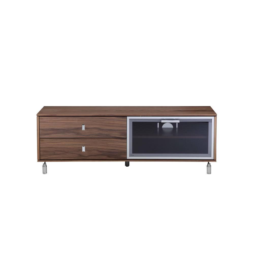 Benjara Ida 60 Inch TV Entertainment Console, Drawers, Pull Down Door, Walnut Brown