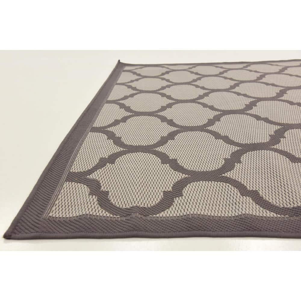 Unique Loom 6' 1 x 6' 1 Square Gray Outdoor Trellis Moroccan Area Rug